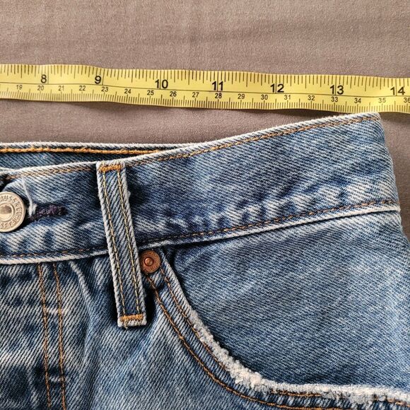 LEVI’S 501 Distressed Blue Denim Jean Shorts - Picture 2 of 11
